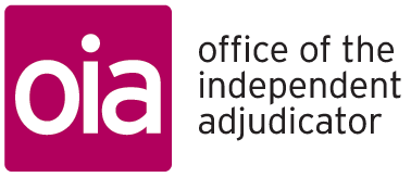 OIA logo: 'office of the independent adjudicator' in black text next to 'OIA' in white text on a square magenta background