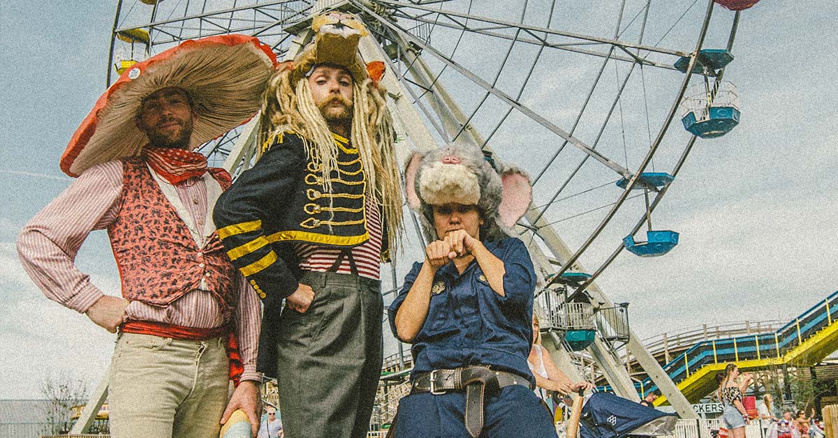 A photograph of three people from Tootles &amp; Nibs, a children's theatre company