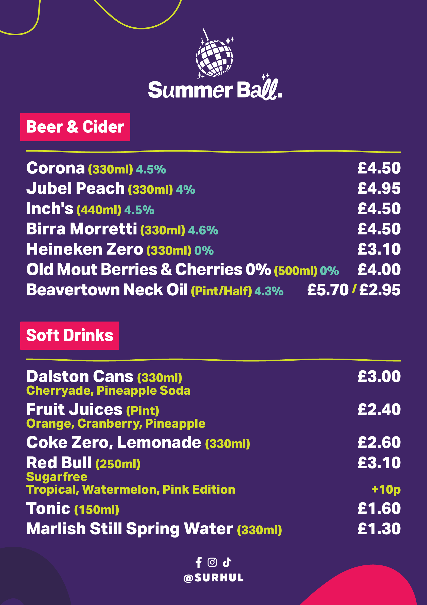 Festival Bar Main Menu
