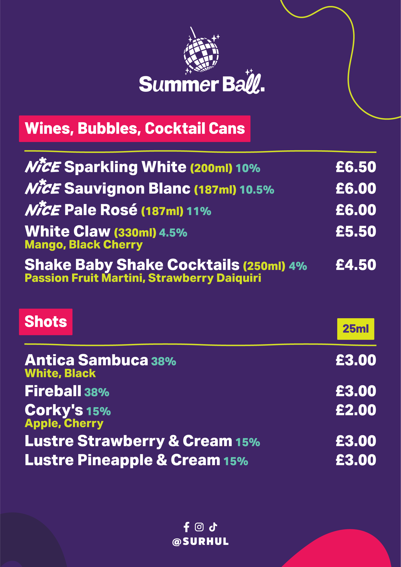 Festival Bar Main Menu