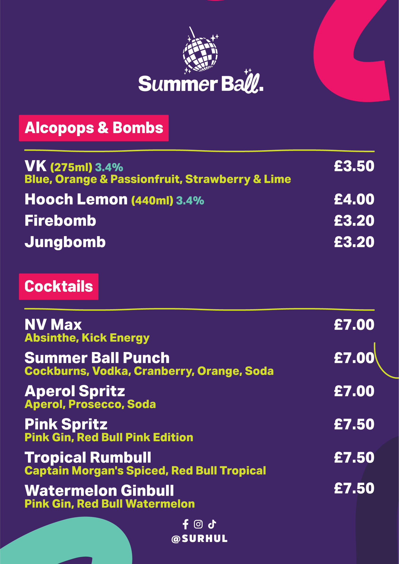 Festival Bar Main Menu