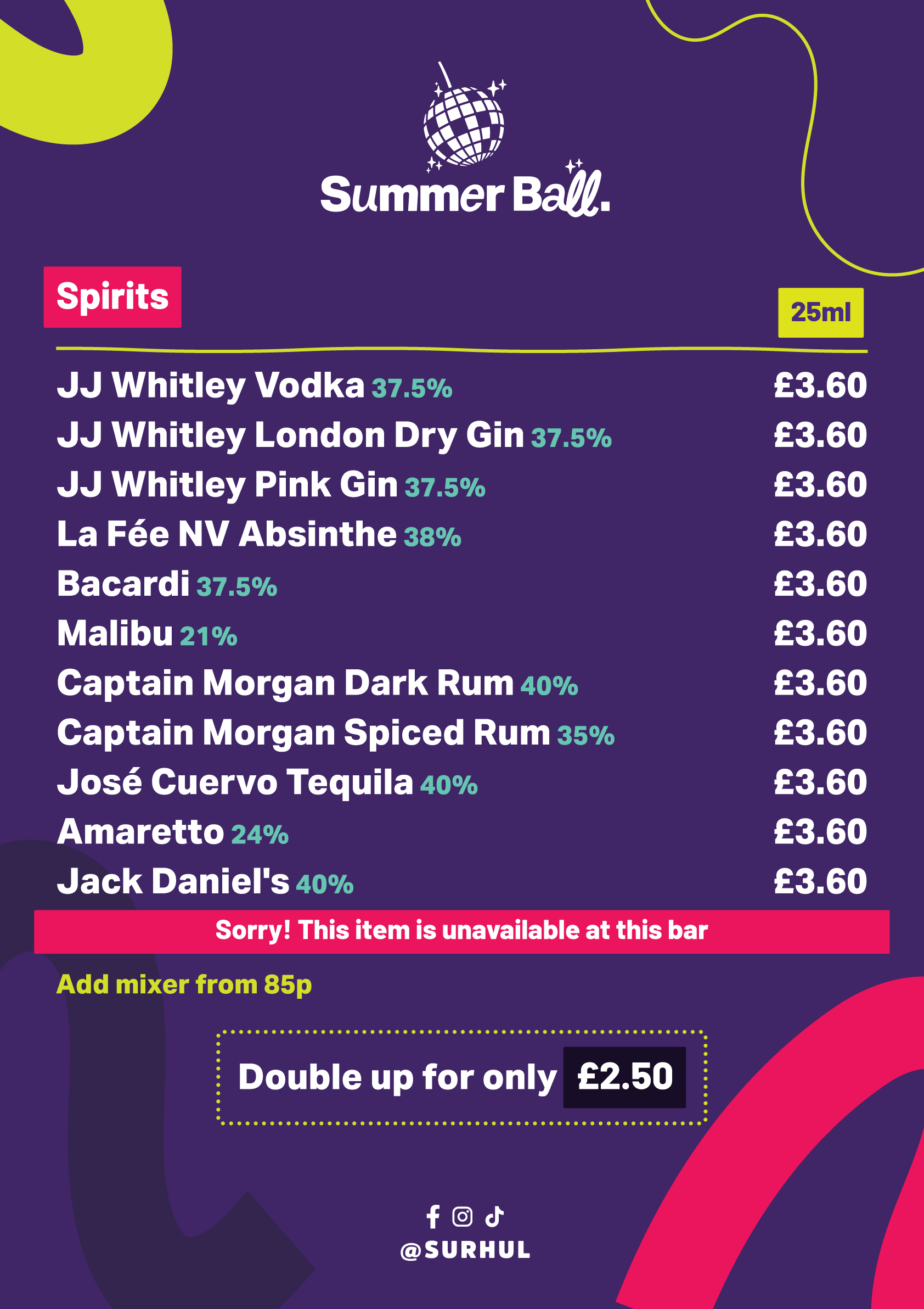 Festival Bar Main Menu