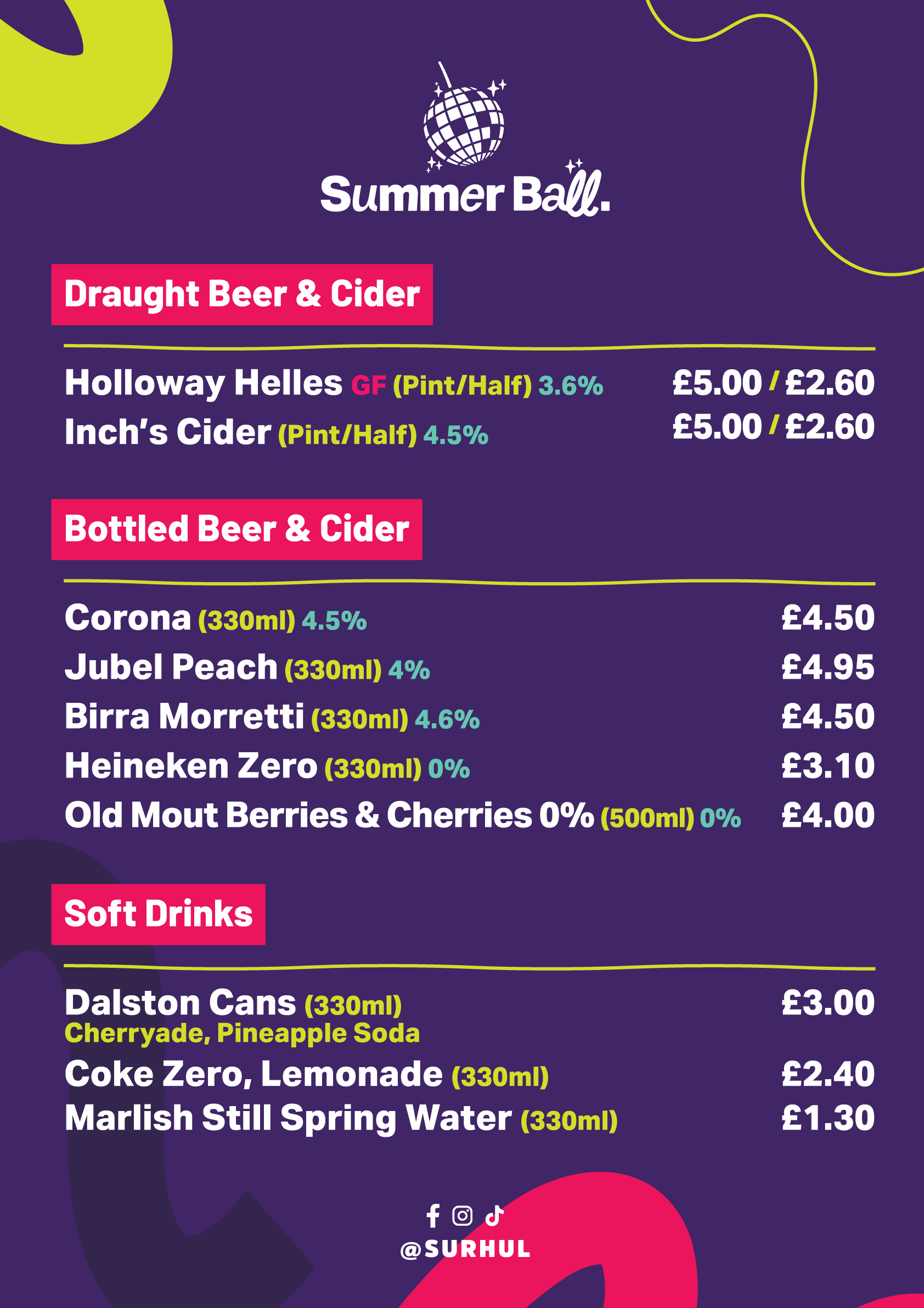 Festival Bar Main Menu